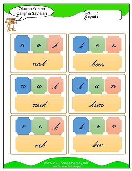 k sesi Hece Kartları